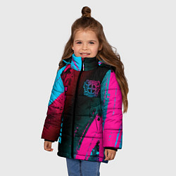 Куртка зимняя для девочки Bayer 04 - neon gradient вертикально, цвет: 3D-черный — фото 2