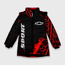 Куртка зимняя для девочки Chevrolet red sport tires, цвет: 3D-черный