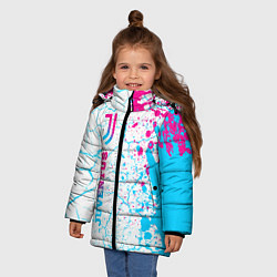 Куртка зимняя для девочки Juventus neon gradient style по-вертикали, цвет: 3D-черный — фото 2