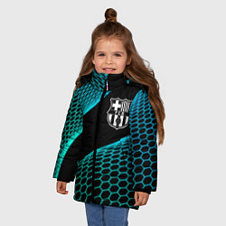 Куртка зимняя для девочки Barcelona football net, цвет: 3D-черный — фото 2