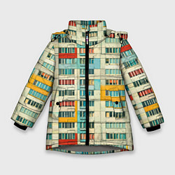Куртка зимняя для девочки Яркая панелька, цвет: 3D-светло-серый