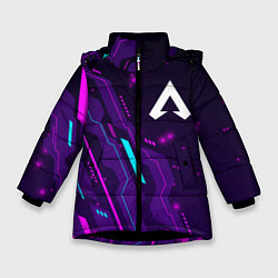Куртка зимняя для девочки Apex Legends neon gaming, цвет: 3D-черный
