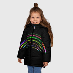 Куртка зимняя для девочки Радужные линии, цвет: 3D-светло-серый — фото 2