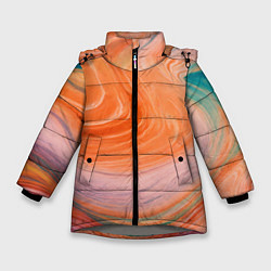 Куртка зимняя для девочки Мраморный паттерн, цвет: 3D-светло-серый