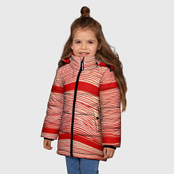 Куртка зимняя для девочки В красную полосочку, цвет: 3D-черный — фото 2