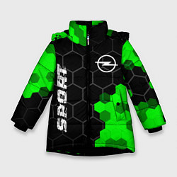 Куртка зимняя для девочки Opel green sport hexagon, цвет: 3D-черный