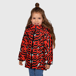 Куртка зимняя для девочки Агрессивный красныйй паттерн, цвет: 3D-красный — фото 2