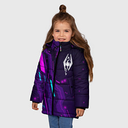 Куртка зимняя для девочки Skyrim neon gaming, цвет: 3D-черный — фото 2