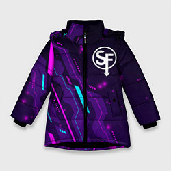 Куртка зимняя для девочки Sally Face neon gaming, цвет: 3D-черный