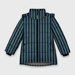 Куртка зимняя для девочки Чёрный в ярко-синюю полоску, цвет: 3D-светло-серый