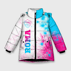 Куртка зимняя для девочки Roma neon gradient style по-вертикали, цвет: 3D-черный