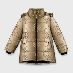 Куртка зимняя для девочки Коричневый градиент с узором, цвет: 3D-черный
