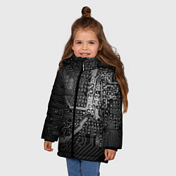Куртка зимняя для девочки Микросхема плата, цвет: 3D-светло-серый — фото 2