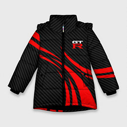 Куртка зимняя для девочки GTR Nissan - Carbon and red, цвет: 3D-черный