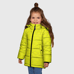 Куртка зимняя для девочки Паттерн овалов на желтом, цвет: 3D-черный — фото 2