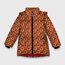 Куртка зимняя для девочки Звезды в стиле СССР, цвет: 3D-красный
