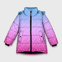Куртка зимняя для девочки Звёздный градиент голубой и розовый, цвет: 3D-черный