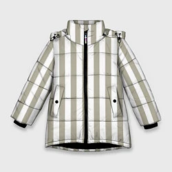 Куртка зимняя для девочки Бежевый в широкую полоску, цвет: 3D-черный