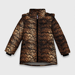 Зимняя куртка для девочки Коричневая металлическая текстура