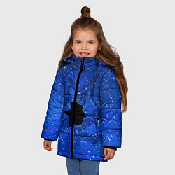 Куртка зимняя для девочки Расколотое стекло - звездное небо, цвет: 3D-черный — фото 2