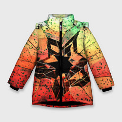 Куртка зимняя для девочки Кислотное разбитое стекло, цвет: 3D-черный