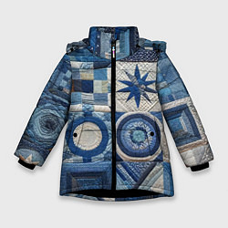 Куртка зимняя для девочки Denim patchwork - ai art, цвет: 3D-черный