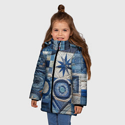 Куртка зимняя для девочки Denim patchwork - ai art, цвет: 3D-черный — фото 2