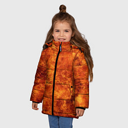 Куртка зимняя для девочки Пламя 8бит текстура, цвет: 3D-черный — фото 2
