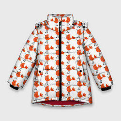 Куртка зимняя для девочки Миленькие рыжие птички, цвет: 3D-красный