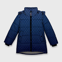 Куртка зимняя для девочки Паттерн чёрно-синий треугольники, цвет: 3D-светло-серый