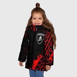 Куртка зимняя для девочки Lamborghini red sport tires, цвет: 3D-черный — фото 2