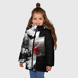 Куртка зимняя для девочки День победы 9 мая коллаж из фронтовых моментов, цвет: 3D-черный — фото 2