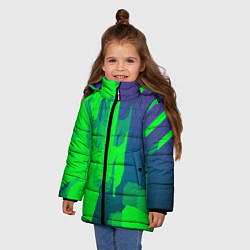 Куртка зимняя для девочки Зеленый фиолет, цвет: 3D-черный — фото 2