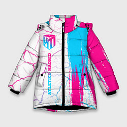 Зимняя куртка для девочки Atletico Madrid neon gradient style по-вертикали