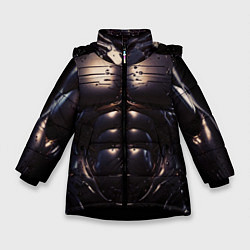 Куртка зимняя для девочки Экзоскелет робота киборга с накаченным торсом, цвет: 3D-черный
