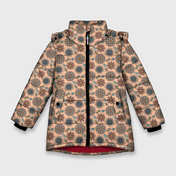Зимняя куртка для девочки Цветочный узор в стиле бохо