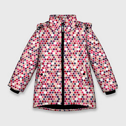 Куртка зимняя для девочки Паттерн соты розовый, цвет: 3D-черный