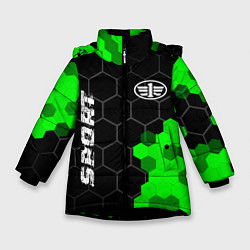 Куртка зимняя для девочки FAW green sport hexagon, цвет: 3D-черный