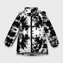 Куртка зимняя для девочки Серо белый тайдай, цвет: 3D-светло-серый