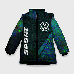 Куртка зимняя для девочки Volkswagen sport glitch blue, цвет: 3D-черный