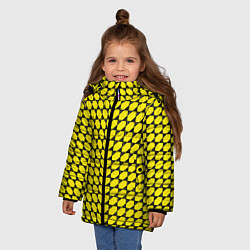 Куртка зимняя для девочки Жёлтые лепестки шестиугольники, цвет: 3D-светло-серый — фото 2