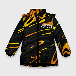 Куртка зимняя для девочки KTM - orange liquid, цвет: 3D-черный