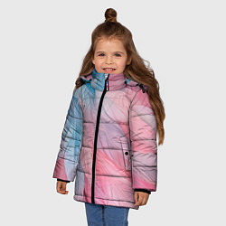 Куртка зимняя для девочки Пастельно-голубые и розовые перья, цвет: 3D-светло-серый — фото 2