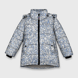 Куртка зимняя для девочки Текстурированный бело-голубой мелкий камень, цвет: 3D-светло-серый