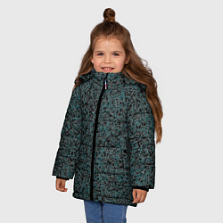 Куртка зимняя для девочки Чёрно-бирюзовый эффект объёмной текстуры, цвет: 3D-черный — фото 2