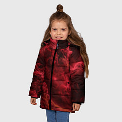 Куртка зимняя для девочки Красный густой дым инферно - inferno red, цвет: 3D-черный — фото 2