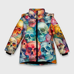 Зимняя куртка для девочки Красочный узор с черепами