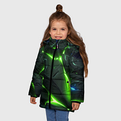 Куртка зимняя для девочки Яркий неоновый свет из разлома плит, цвет: 3D-красный — фото 2