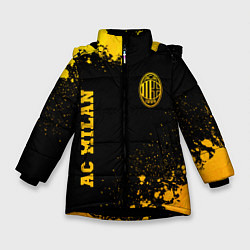 Куртка зимняя для девочки AC Milan - gold gradient вертикально, цвет: 3D-черный