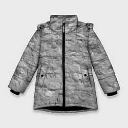 Куртка зимняя для девочки Серая кирпичная стена, цвет: 3D-черный
